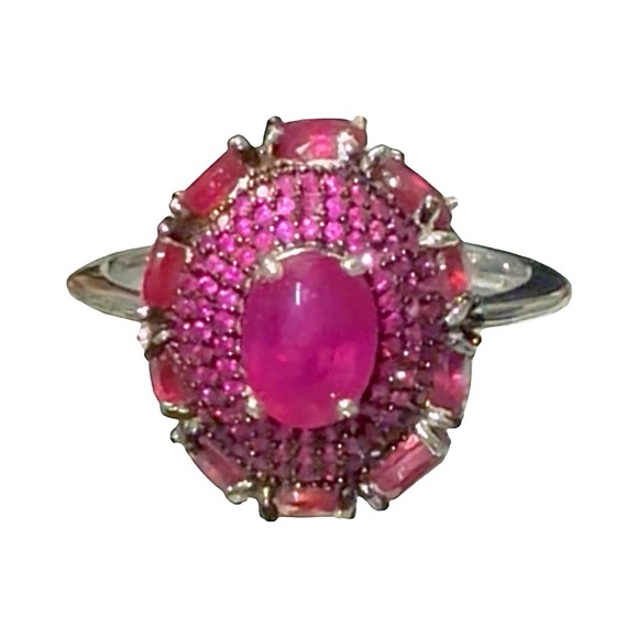 RARE Stunning 14k White Gold over Silver Antique Ruby Ring! - Picture 7 of 8